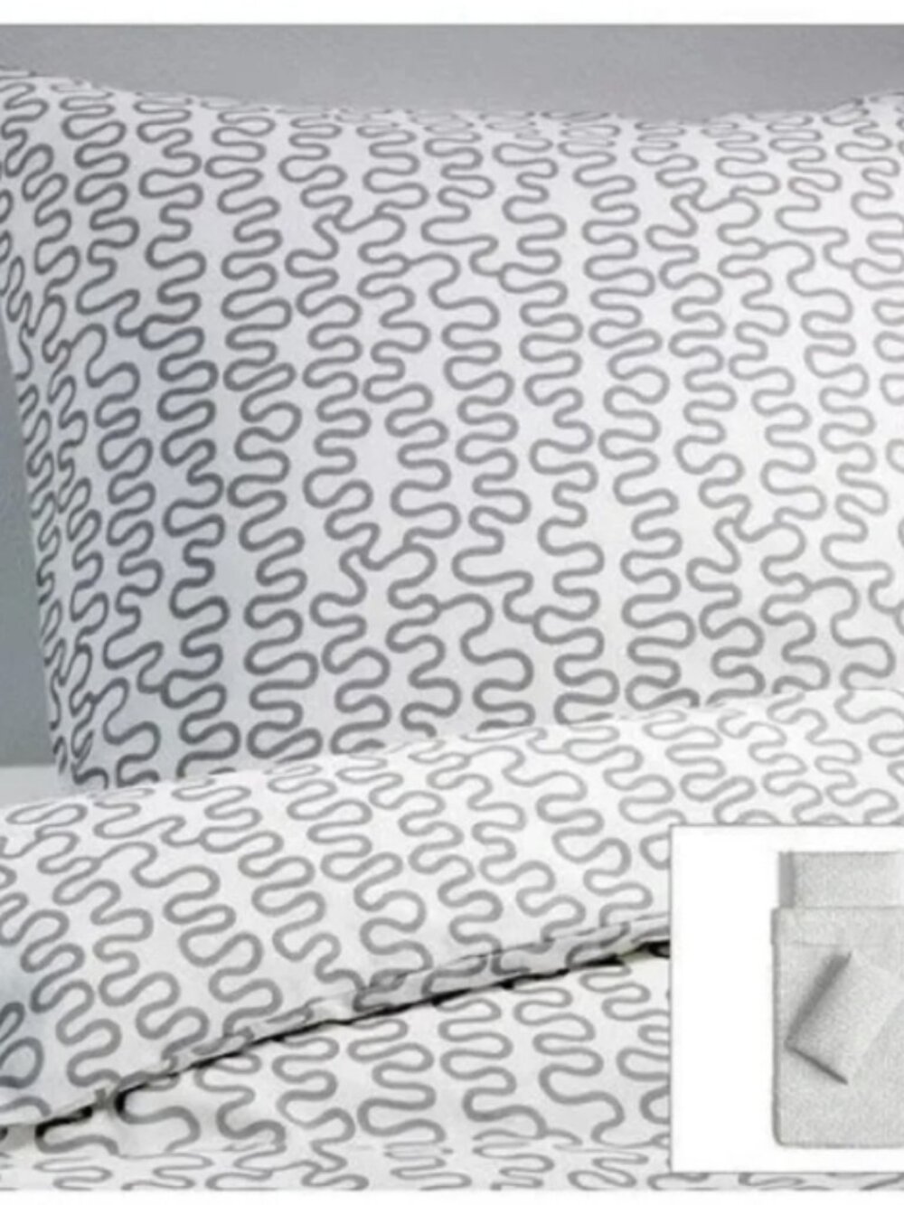 IKEA Krakris Duvet Cover & Pillowcase - Full / Queen White Gray